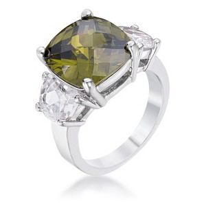 Slickblue Stylish Olive Triplet Women's Ring - 8.2 Ct Cushion Cut, Rhodium Plated - 1 of 2