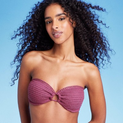 Women's Crochet Bandeau Bikini Top - Shade & Shore™ Pink