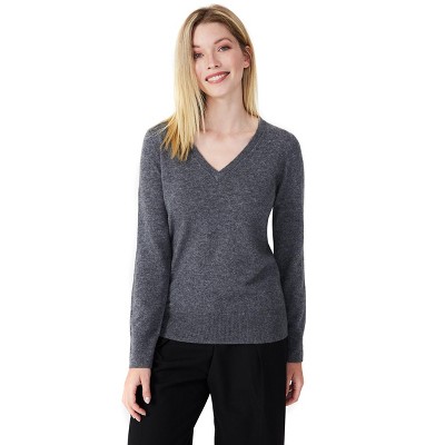 Style Republic 100% Pure Cashmere V-neck Women's Sweater - Grey : Target