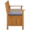 vidaXL Patio Storage Bench 47.2", Solid Acacia Wood, Dark Gray Cushion, Ample Storage Compartment, Rustic Style, Home and Garden Furniture - 3 of 4