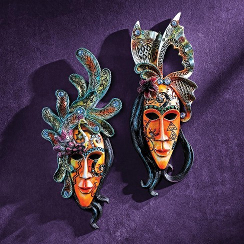 Design Toscano Masquerade At Mardi Gras Mask Wall Sculptures, 2