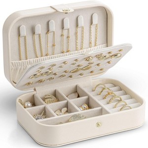 Travel Jewelry Case, PU Leather Small Mini Jewelry Box for Rings, Necklaces, Bracelet - 1 of 4