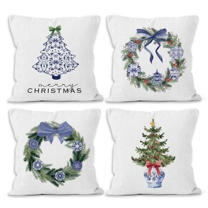 Chinoiserie Chinoiserie Throw Pillow Covers 18x18 Set of 4, Winter Grand Millenial Grandmillennial Decor Pillow Cases - 1 of 4
