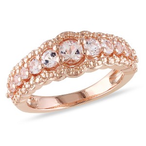 EVERLY JEWELRY | Rose Plated Sterling Silver 1.05 CT TGW Morganite Graduated Ring - 1 of 4