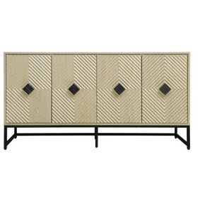TIRAMISUBEST Sideboard Buffet Cabinet with 4 Doors, Carved Diamond Design, Adjustable Shelves for Living Room, Dining Room, Kitchen Storage - 1 of 4