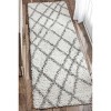 Nuloom Alvera Moroccan 2x8 Runner Shag Rug for Living Room Bedroom Dining Room Nursery Entryway Hallway, White/Grey - 2 of 4