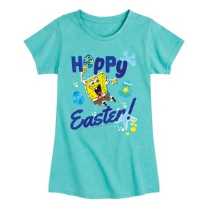 Girls' - SpongeBob Squarepants - Hoppy Easter Fitted Short Sleeve Graphic T-Shirt - 1 of 4