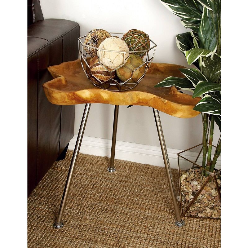 Contemporary Teak Wood Irregular Accent Table Brown - Olivia &#38; May, 3 of 6