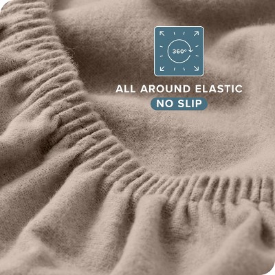 Twin Taupe Cotton Flannel Deep Pocket Fitted Sheet