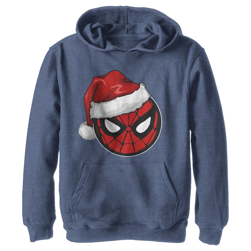 Boy's Marvel Christmas Spider-Man Santa Hat Pull Over Hoodie, 1 of 5