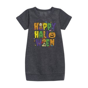 - Garfield - Happy Halloween Icons Graphic Short Sleeve Fleece Dress - 1 of 3