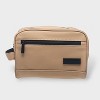 French Connection Toiletry Bag with Zippered Compartments - Waterproof Travel Pouch in Vegan Leather, Tan - 3 of 4