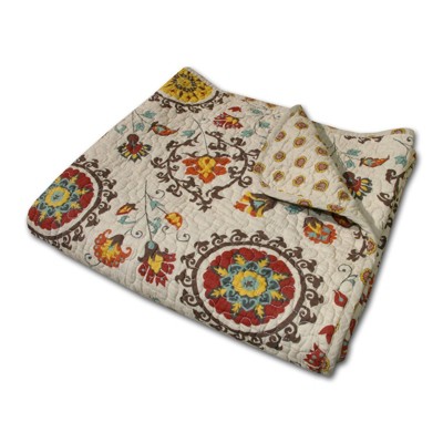 Boho-Chic Multicolor Cotton Reversible Throw Blanket