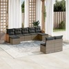 vidaXL 9 Piece Patio Sofa Set with Cushions Black Poly Rattan - Gray and Dark Gray Without Table - 2 of 4