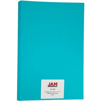 JAM Paper Ledger Matte 24lb Paper 11 x 17 Tabloid Sea Blue Recycled 16728465