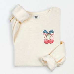 Simply Sage Market Patriotic Cherries Coquette Lightweight Garment Dyed Sweatshirt - 1 of 4