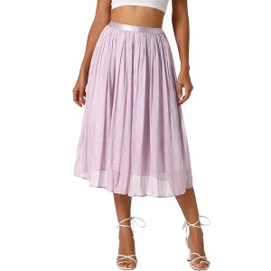 Allegra K Women's Pleated Elastic Waist Casual Accordion Midi Skirt - 1 of 4