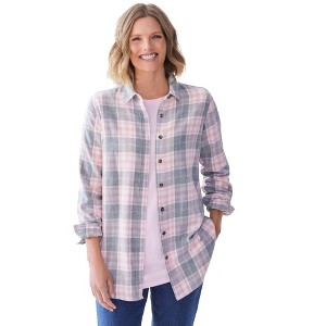 Woman Within Classic Flannel Shirt - 1 of 4