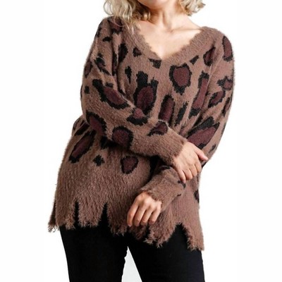 Women's Fuzzy Leopard Sweater - umgee