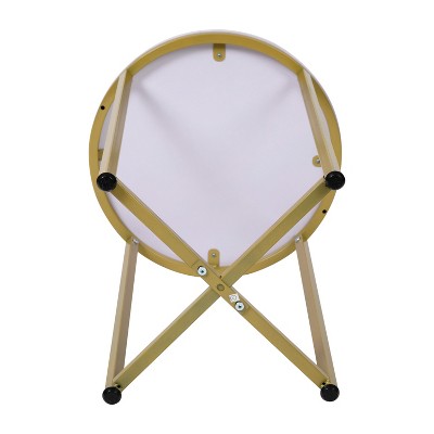 White Marble and Gold Round End Table