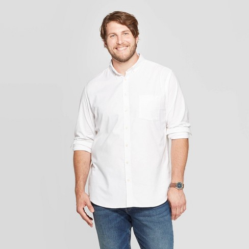 Men's Big u0026 Tall Every Wear Long Sleeve Oxford Button-down Shirt -  Goodfellow u0026 Co™ Stay White 4xlt : Target