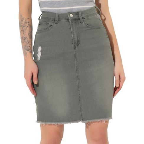 Ripped knee length skirt sales