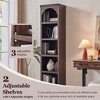 Arched Bookcase with 2 Adjustable Shelves, 76" Tall Bookshelves with Open Display Shelves for Living Room, Narrow Book Shelf, Brown - 2 of 4