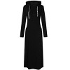 Women Long Sleeve Pullover Hoodie Dress Stripe Pocket Slim Sweatshirt Casual Maxi Dress - 2 of 4
