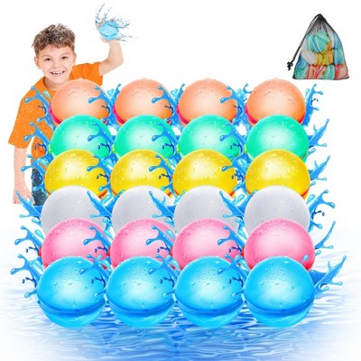Clovercat Reusable Water Balloons, Refillable Water Balloons for Kids and Adults, Eco-Friendly, Latex-Free Silicone, Multiple Color
