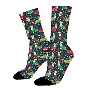 Christmas Corgi Women Printed Crew Socks Funny Funky Socks Soft Polyester Novelty Gifts for Artists Men - 1 of 1