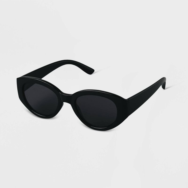 Women&#39;s Plastic Oval Sunglasses - A New Day&#8482; Black, 2 of 3