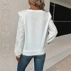 Women's V Neck Long Sleeve Top with Lace Ruffle Sleeves Casual Blouse - 3 of 4