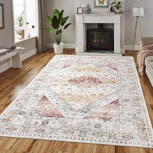 Washable Vintage Area Rugs, Stain-Resistant Non-Slip Mat, Non-Shedding Floor Carpet for Kitchen Bedroom Living Room Dining Room Home Office - 1 of 4