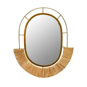 Storied Home Oval Modern Boho Metal and Cane Framed Wall Mirror Natural: Iron & Cane Material, No Assembly Required - 1 of 4