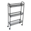3-Tier Slim Rolling Bathroom Storage Cart with Hooks - 2 of 4