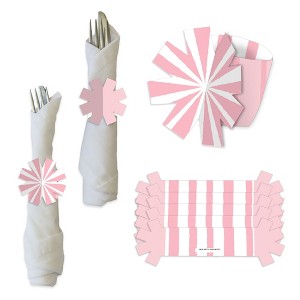 Big Dot of Happiness Pink Stripes - Simple Party Paper Napkin Holder - Napkin Rings - Set of 24 - 1 of 4