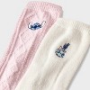 Women's Lilo & Stitch Super Soft Embroidered 2pk Crew Socks - Pink/Ivory/Blue 4-10 - 3 of 3