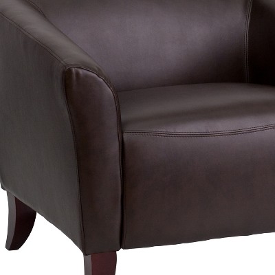 Cherry Brown LeatherSoft Track Arm Loveseat for Reception