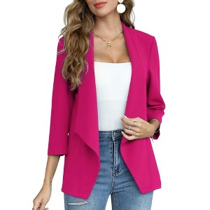 Blazer for Women Open Front Cardigan Jacket 3/4 Sleeve Lightweight Work Casual Blazer - 1 of 4