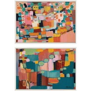 (Set of 2) 23" x 33" Sylvie Sunset Fiesta No 1 and No 2 Framed Canvas Set White - Kate & Laurel All Things Decor - 1 of 4