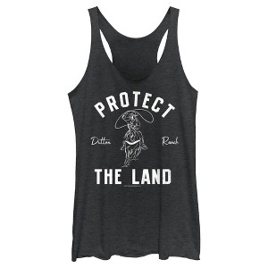 Women's Yellowstone Protect The Land Dutton Range Cowboy Outline Racerback Tank Top - 1 of 4