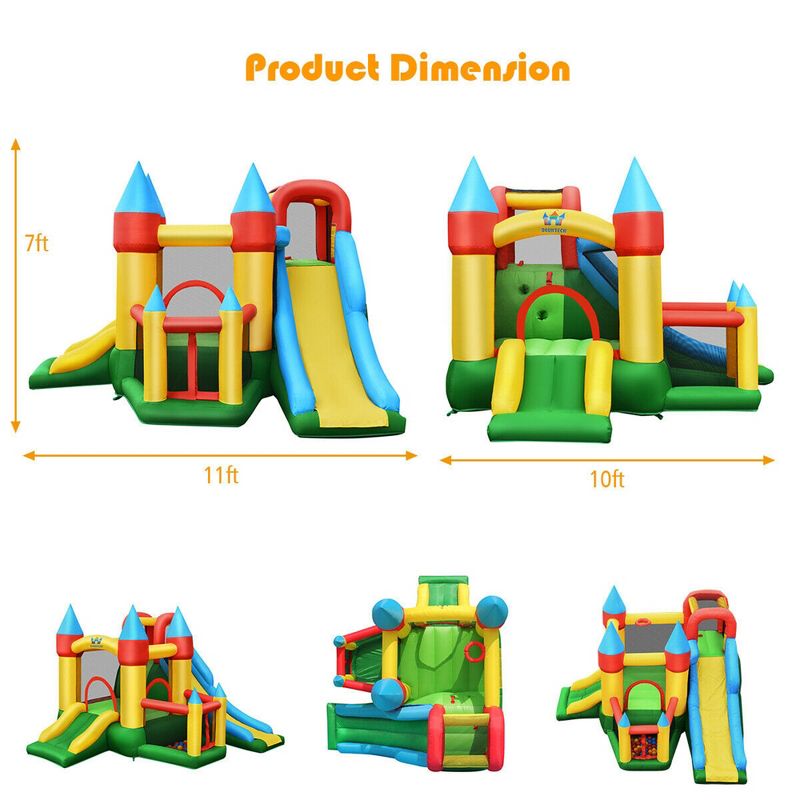 Costway Kids Inflatable Bounce House Jumping Dual Slide Bouncer Castle W/ 780W Blower, 2 of 11
