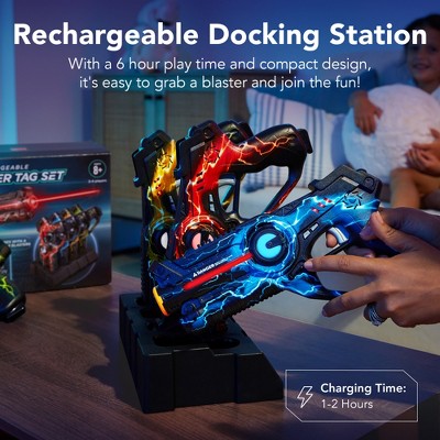 Rechargeable Laser Tag Blasters Set with Docking Station, 4 Colors