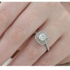 Pompeii3 2 1/4 Ct Diamond & Moissanite Cushion Halo Engagement Ring 14k White Gold - 4 of 4