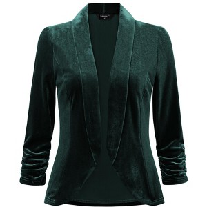 INSPIRE CHIC Women's Velvet Lapel Collar Open Front Blazers - 1 of 4