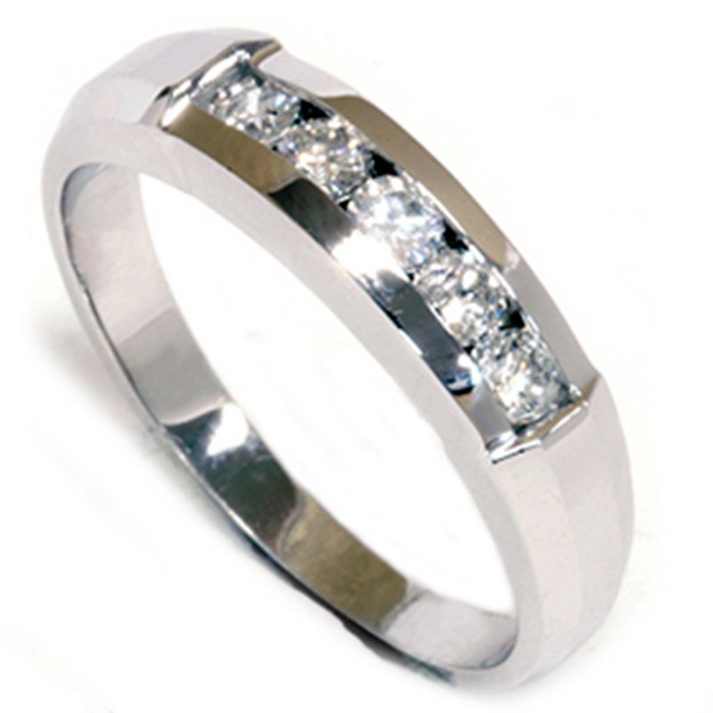 Pompeii3 Mens 1/2ct 14K White Gold Round Diamond Wedding Ring, 3 of 6