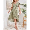 Women's Maternity Dress Wrap V Neck Ruffle Sleeveless Dress Casual Flowy Nursing Midi Dress with Belted for Babyshower Photoshop - 4 of 4