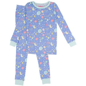 RuffleButts SoftSnooze Big Girls Ruffle Long Sleeve Pajama Set - 1 of 4