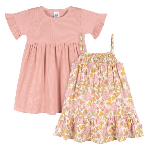 Cotton Gauze Dress for Girls - rosy apricot