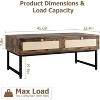 Rattan Coffee Table with 2 Drawer 45.6'' Wood Coffee Table with Storage Boho Dining Table with Rattan Drawer Accent Center Sofa Table - 2 of 4